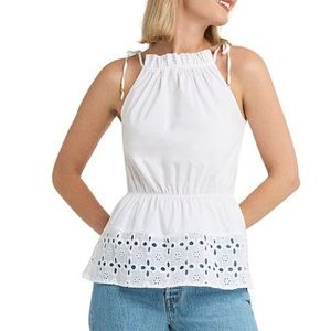 New with Tags H Halston White Eyelet Top Size Small